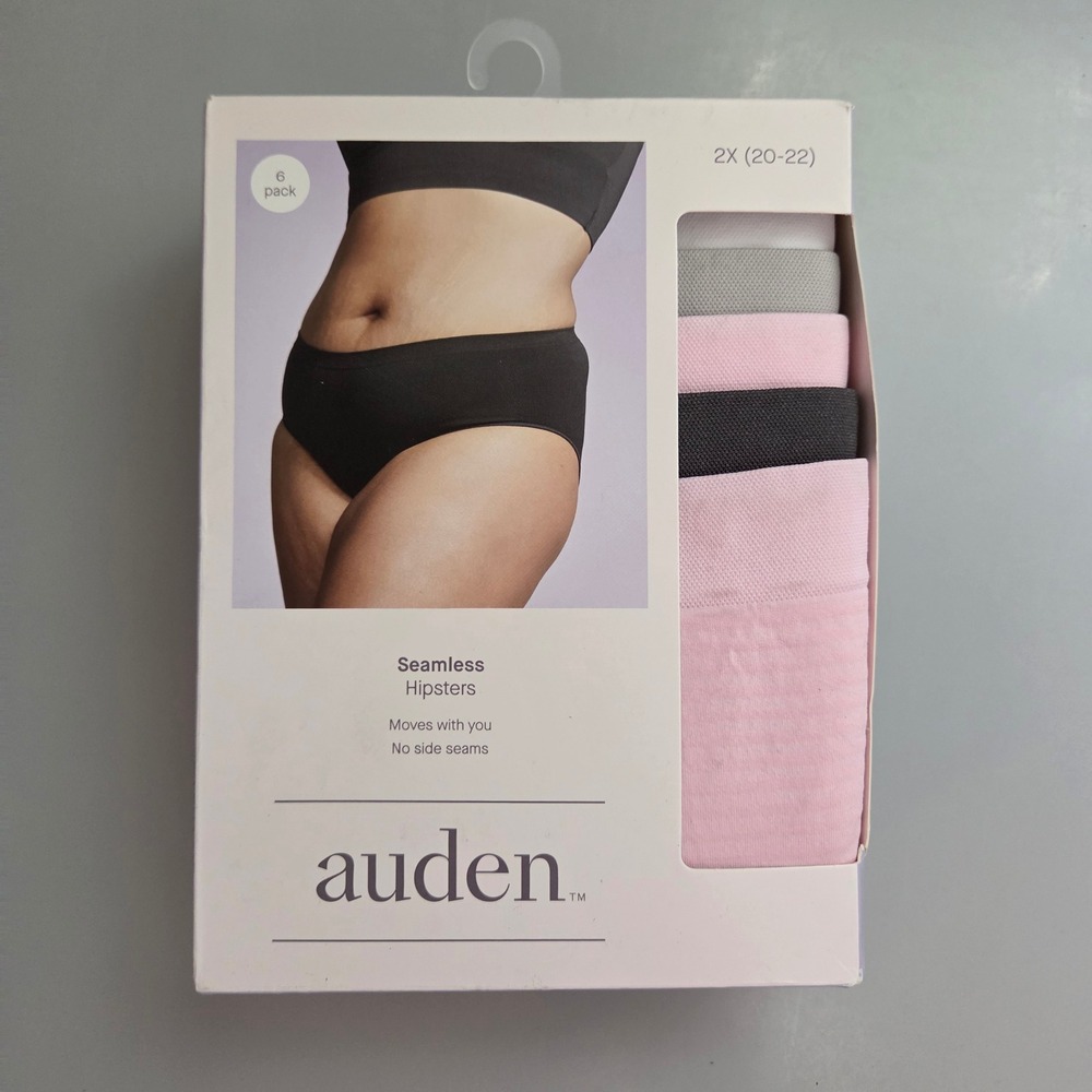 Auden Womens 6 Pack Seamless Hipsters Underwear Pink Grey Black 2X 20-22 New